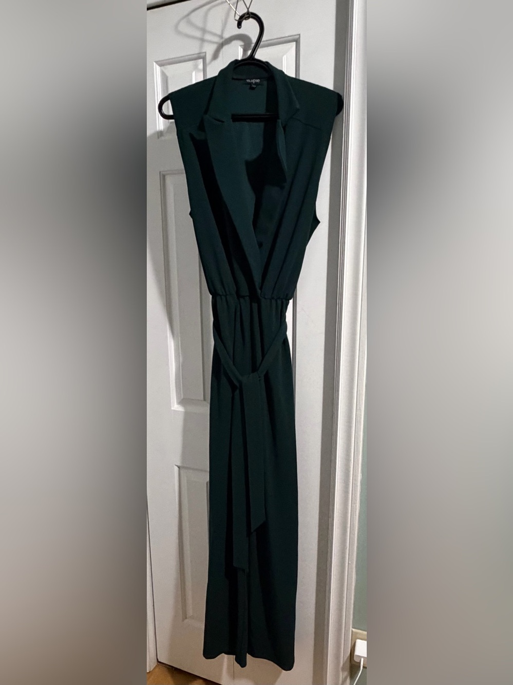 Eclipse Dark Green Sleeveless Jumpsuit with Waist Tie